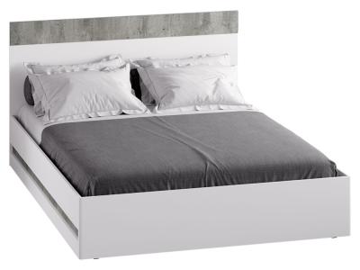Двуспальная кровать  Инстайл Бетон / Белый, Анатомическое основание с подъемным механизмом Мебелони. Цвет: белый