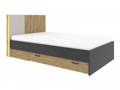Детская кровать  Кубо С блоком питания, 120х200 см, ящиком, Дуб Артизан / Черный матовый Холодный серый НК-Мебель. Цвет: серый