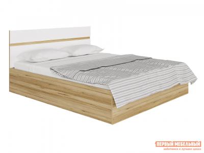 Двуспальная кровать  Ненси Дуб золотой / Белый глянец, 1600 Х 2000 мм, С подъемным механизмом Горизонт. Цвет: белый