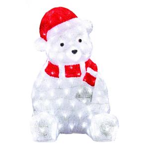 Зверь световой (56 см) Медвежонок в красном колпаке 513-240 Неон-Найт. Цвет: белый, красный
