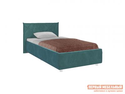 Односпальная кровать  Квест ПМ Сосна, велюр, 90х200 см, Без дна короба для белья МебельСон. Цвет: зеленый