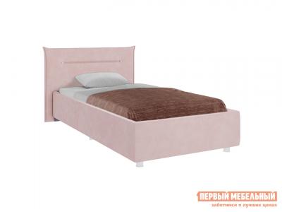 Односпальная кровать  Альба ПМ Нежно-розовый, велюр, 90х200 см, Без дна короба для белья МебельСон. Цвет: розовый