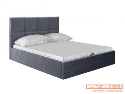 Двуспальная кровать  Верда ПМ Серый, велюр, 140х200 см Первый Мебельный. Цвет: серый