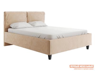 Двуспальная кровать  Лаура ПМ Бежевый, микровелюр, 160х200 см Первый Мебельный. Цвет: бежевый
