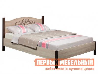 Двуспальная кровать  Адель Дуб Сонома / Орех Шоколадный, 140х200 см, С деревянным основанием Глазов. Цвет: светлое дерево